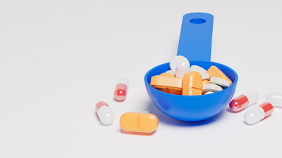 Spoon of drugs 3D illustration 3d 3d modeling drugs illustration medical medication tablets