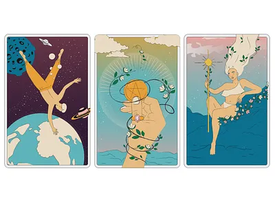 Illustrations of Tarot cards for prints on T-shirts art branding design fairy tale fathion flowers illustration model photo planet qween space star style t shirts tarot tarot cards vector woman