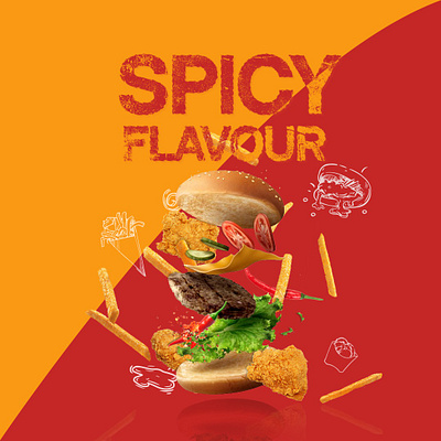 Spicy Burger need a spicy poster design graphic design