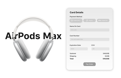 Checkout Page (Apple Theme) 002 airpods airpods max apple apple theme branding checkout checkout page dailyui graphic design inspiration page recommendation ui visual design web website