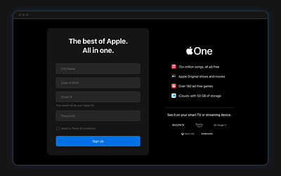 Apple One Subscription 🍎 Reimagining apple apple one sign up sign up form signup website