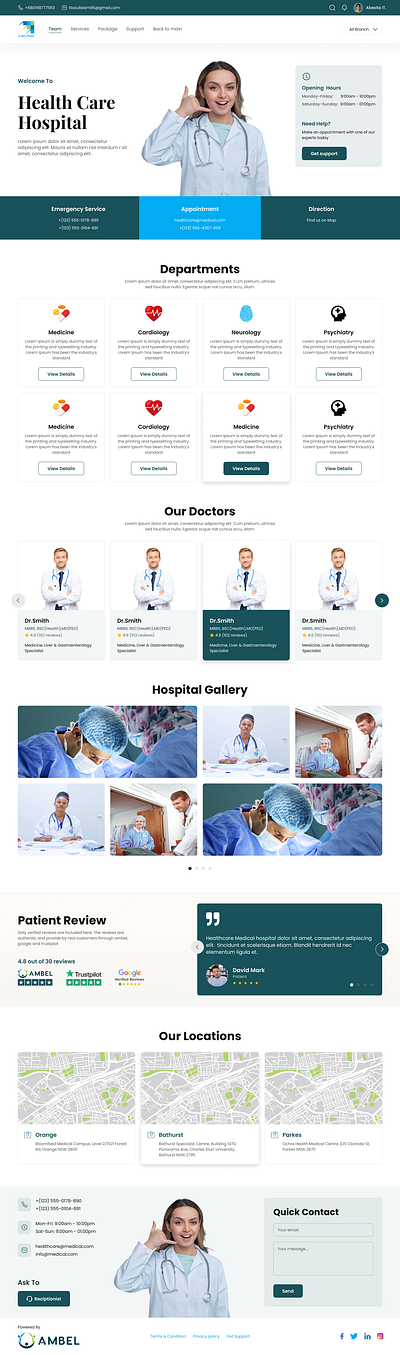 Hospital Website Home Page saas ui ux website