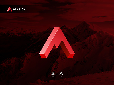 Alpicap Logo design 3d alps bank brand capital finance flat gradient high hill icon logo logo design logodesign minimal morden mountain peak red rise