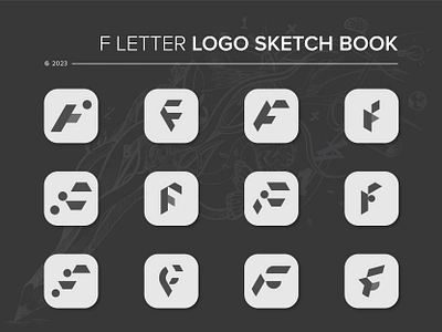 F LETTER LOGO SKETCH BOOK l F LETTER LOGO COLLECTION abstract logo app branding design f letter design f letter logo f logo geometric logo grid logos icon logo collection logo trend 2023 logofolio logos logos and marks logoset modern logo sketchbook vector visual identity