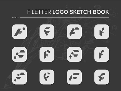 F LETTER LOGO SKETCH BOOK l F LETTER LOGO COLLECTION abstract logo app branding design f letter design f letter logo f logo geometric logo grid logos icon logo collection logo trend 2023 logofolio logos logos and marks logoset modern logo sketchbook vector visual identity