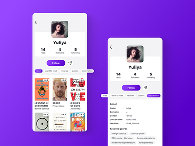 User Profile | DailyUI 006 app books case study contact dailyui design figma profile trendy ui user user profile