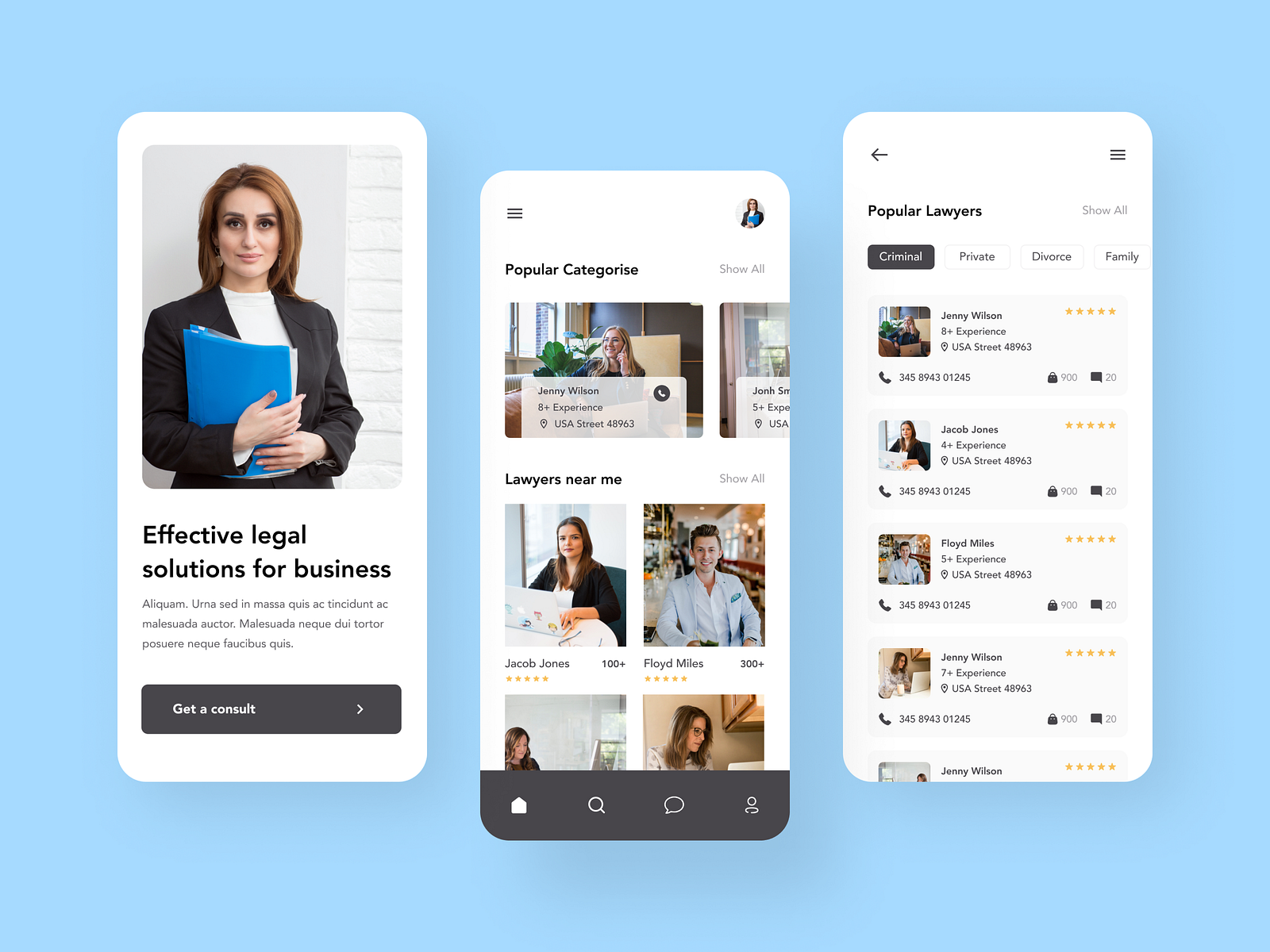Lawyer mobile app design by Shahida Aktar on Dribbble