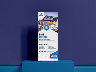 REAL ESTATE ROLL UP BANNER billboard graphic design motion graphics roll up mockup template x stand