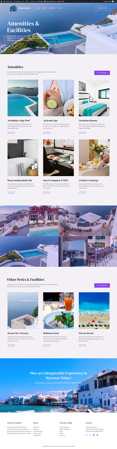 HOTEL RENTAL AMENITIES PAGE design hotel rental illustration rental website vacation vacation rental