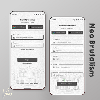 Neo-Brutalism-Login and Sign-up page design illustration ui ux