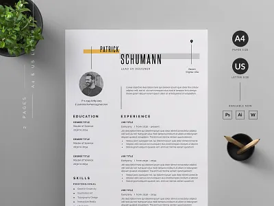 Resume/CV a4 clean cover letter creative cv minimal print professional resume resume template template us letter vector