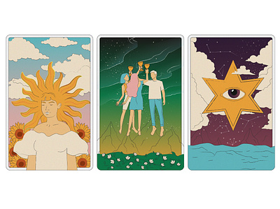 Illustrations of Tarot cards for prints on T-shirts art clouds design eye fairy tale fashion friends illustration model moon photo sky space star style sun sunflower vector wine woman