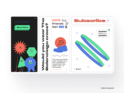 Funky & Brutalist theme Landing Page Concept Design for Crocs branding brutalist colourful crocs funky illustartion shapes ui