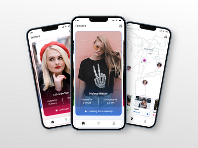 Dating app - Swipe and find your match app design appui dating dating app figma map mobile design romantic social ui ux