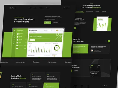 NrodCard - Landing Page Design bank web banking design flat minimal shariful trendy ui ux web design website design website ui