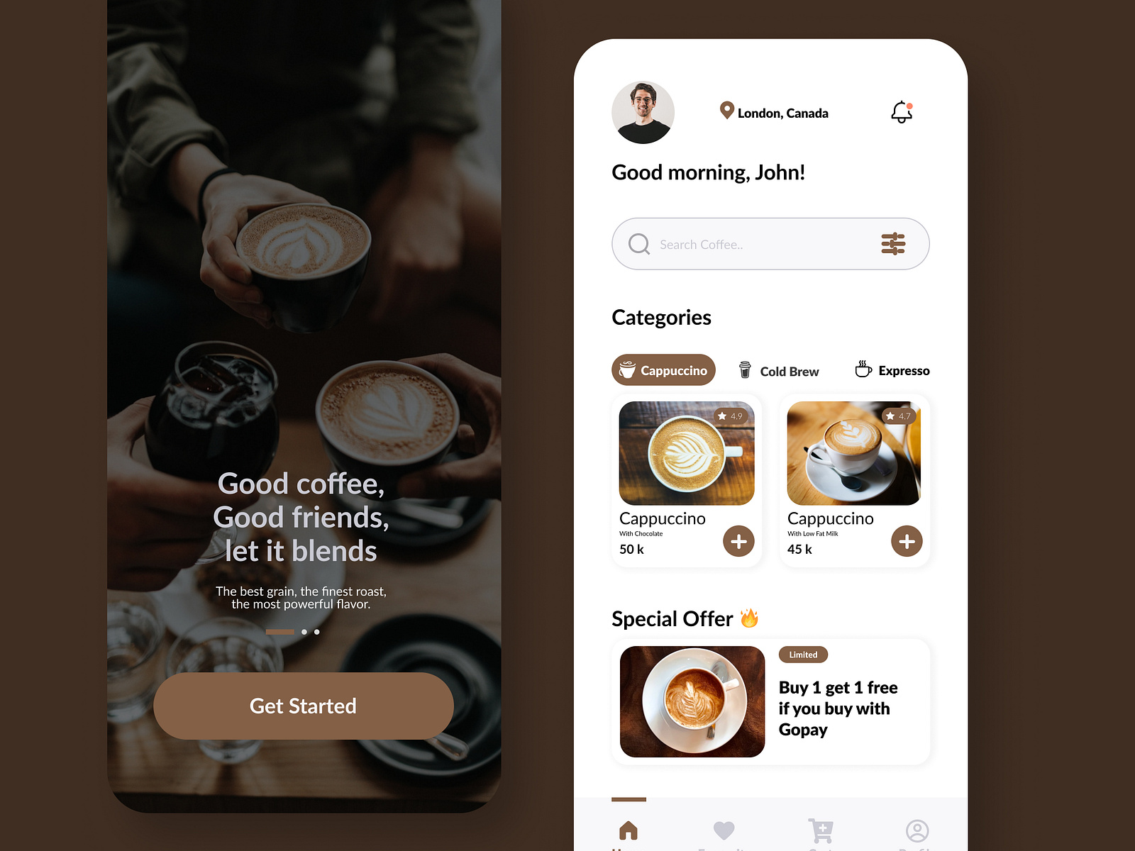 Cafe App UI by Dhruvi Gajjar on Dribbble