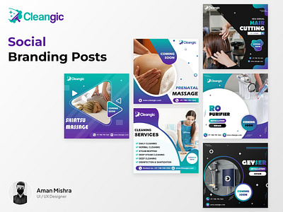 Cleangic Social Posts branding creative creative design creativity design figmadesign graphic design illustration logo ui ux