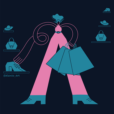 Women's shopping character design flat girl illustration illustrator vector woman
