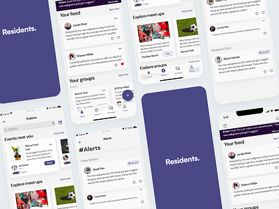 Social media App 3d animation app design events figma game graphic design illustration log in neighbour news onboarding purple simple social social media splash screen ui ux