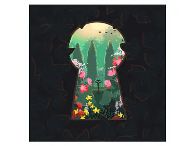 Secret Garden book digital art drawing environment garden graphic design hand drawn illustration key landscape