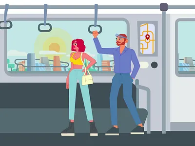 Metro🚇 2d aftereffects animate animation character design duik graphic design illustration loop metro motion design motion graphics rigging train