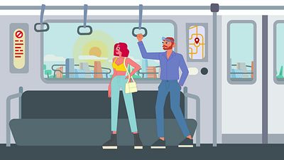 Metro🚇 2d aftereffects animate animation character design duik graphic design illustration loop metro motion design motion graphics rigging train