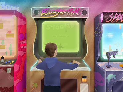 "Arcade Game" add art children illustration color pencil design draw dream entaitenment future graphic design illustration kid music retro gaming technologie video game vintage water ink