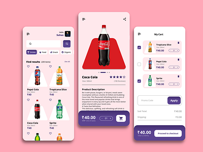 Food and Drinks E-commerce App UI Design app branding design ecommerce graphic design illustration typography ui