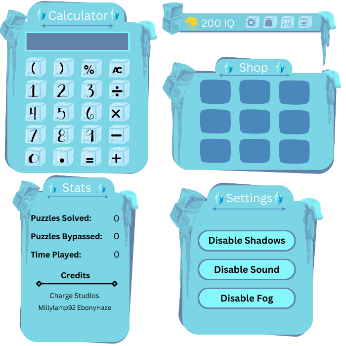 Ice theme UI For a roblox game design game menu game settings game system menu design roblox settings ui ux