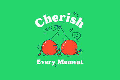 Cherish Every Moment 2d art cherry flat illustration illustration logo vector vintage