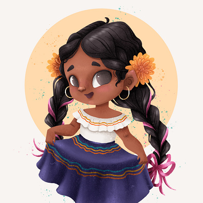 Mexican Girl art book character children drawing illustration portrait