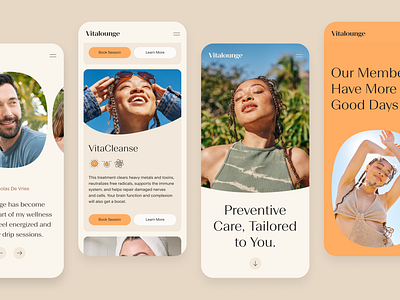 Vitalounge Website beauty branding design experience graphic design happy health identity illustration iv layouts mobile modern photography playful premium therapy ui ux wellness