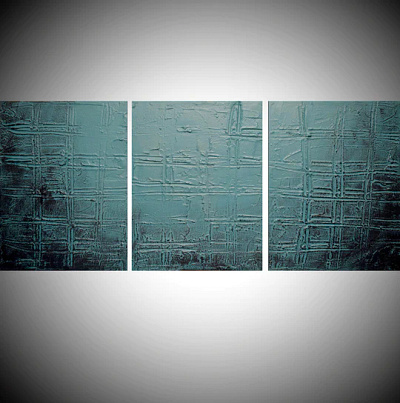 turquoise painting in acrylic and mixed medium 3 panel abstract original painting triptych turquoise art turquoise painting wall art