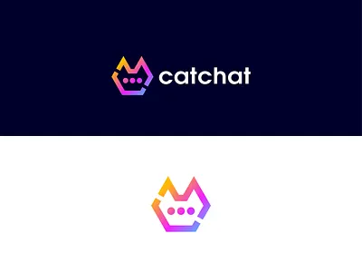 catchat app branding cat chat design logo logodesign metaverse logos vector