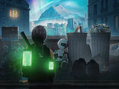 The Curious Kid art artwork boy building city color creative digitalart edit editorial glow manipulation photo photoediting photoshop photoshopedit poster robot