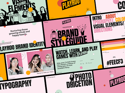 Playroo Brand Styleguide branding illustration layout typography