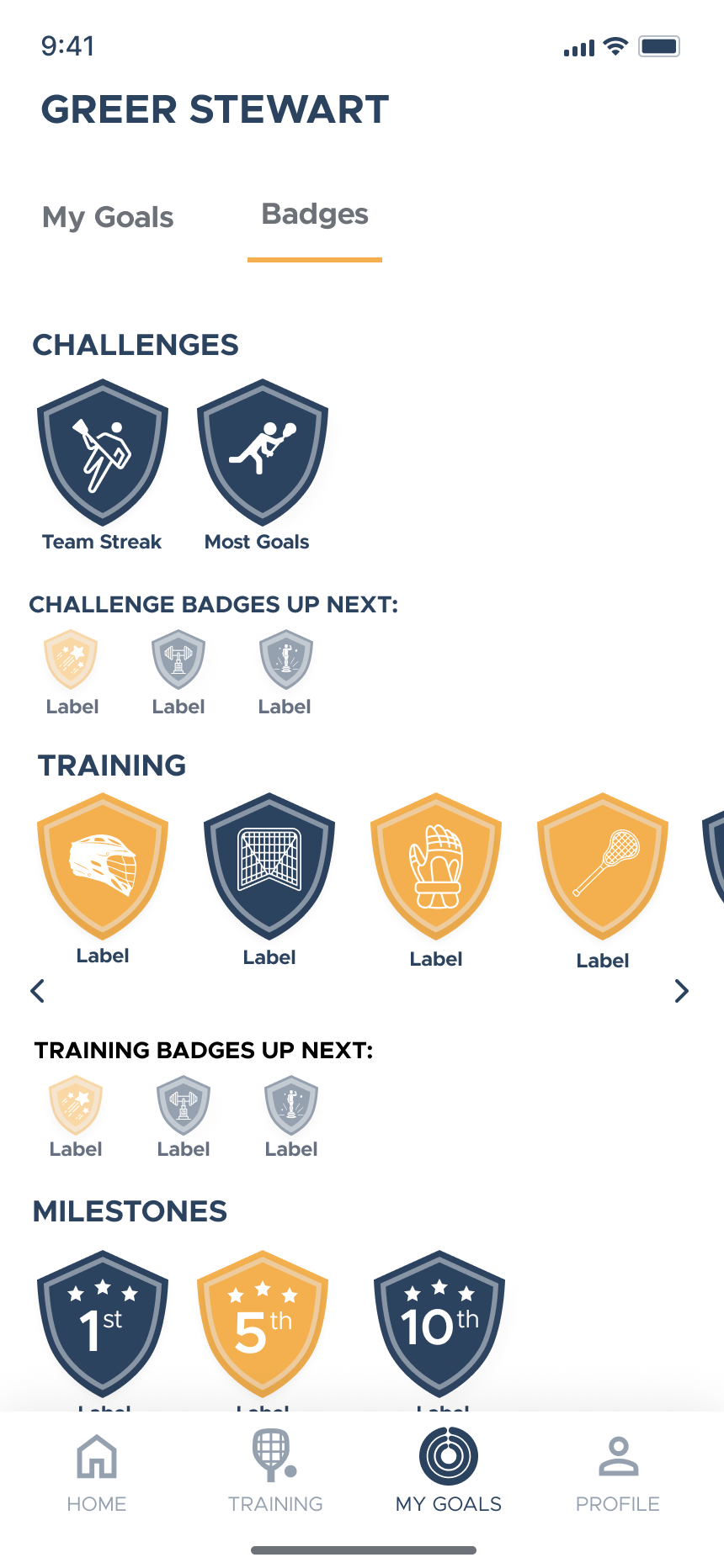Badges Screen on Lacrosse Training App by Kristen Sturdivant on Dribbble