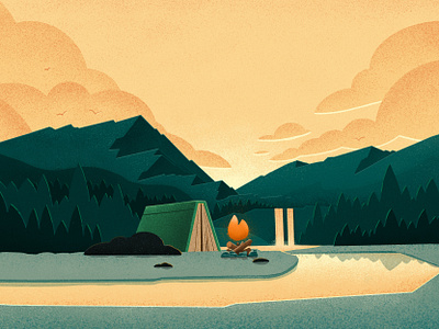 Seeking Inspiration in the Great Outdoors camping campsite canadian artist digital art explore illustration mountains outdoors retro vintage