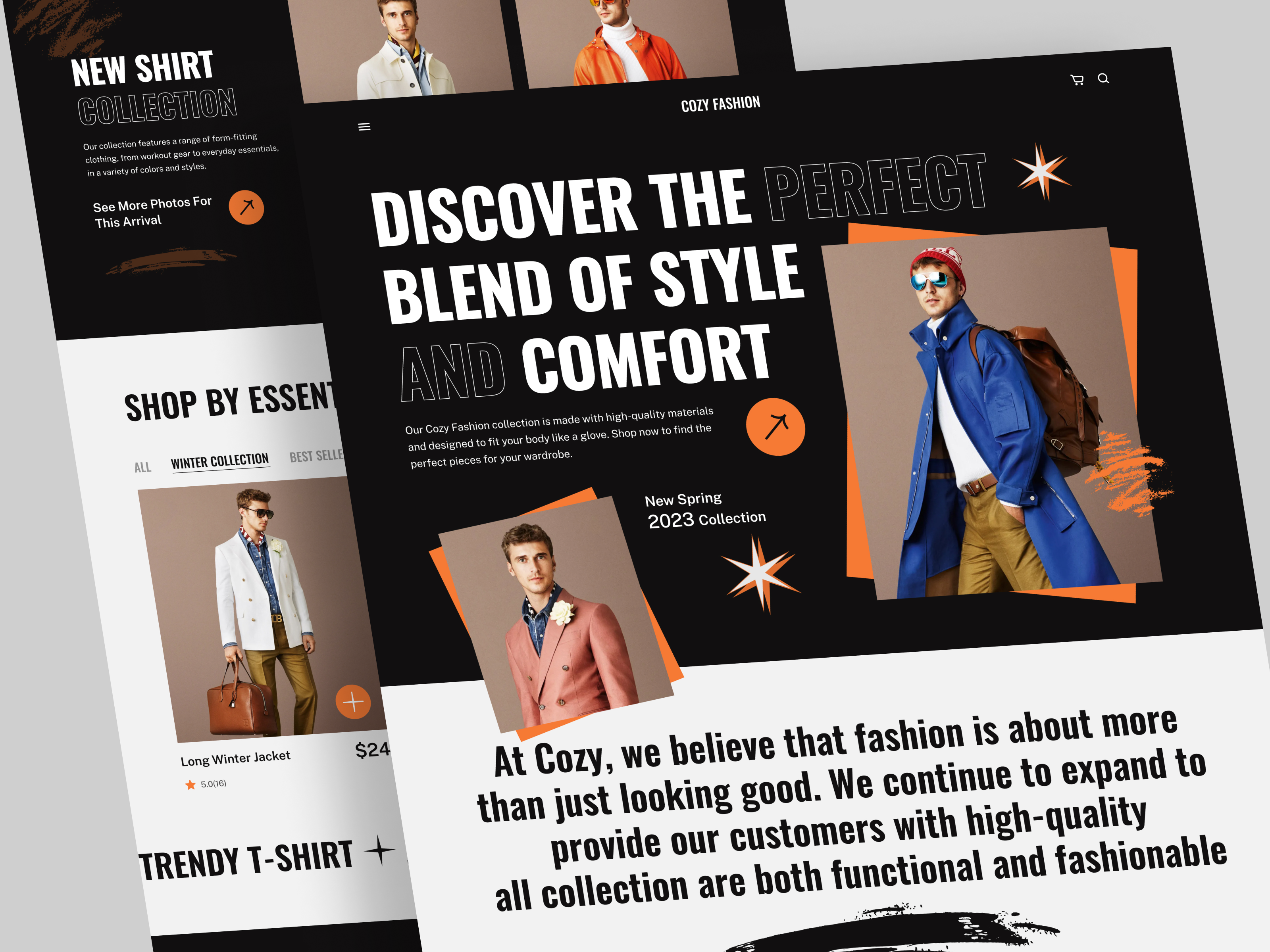 Cozy Men's Fashion E-commerce brand store clothing store creative ecommerce fashion landing page mens fashion outfit product product design shop shopping store ui uidesign ux wearable dress web website woocoomerce