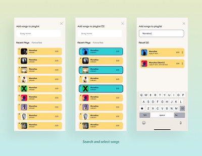 Music app: Adding songs to playlist music product design responsive design uiux design web app