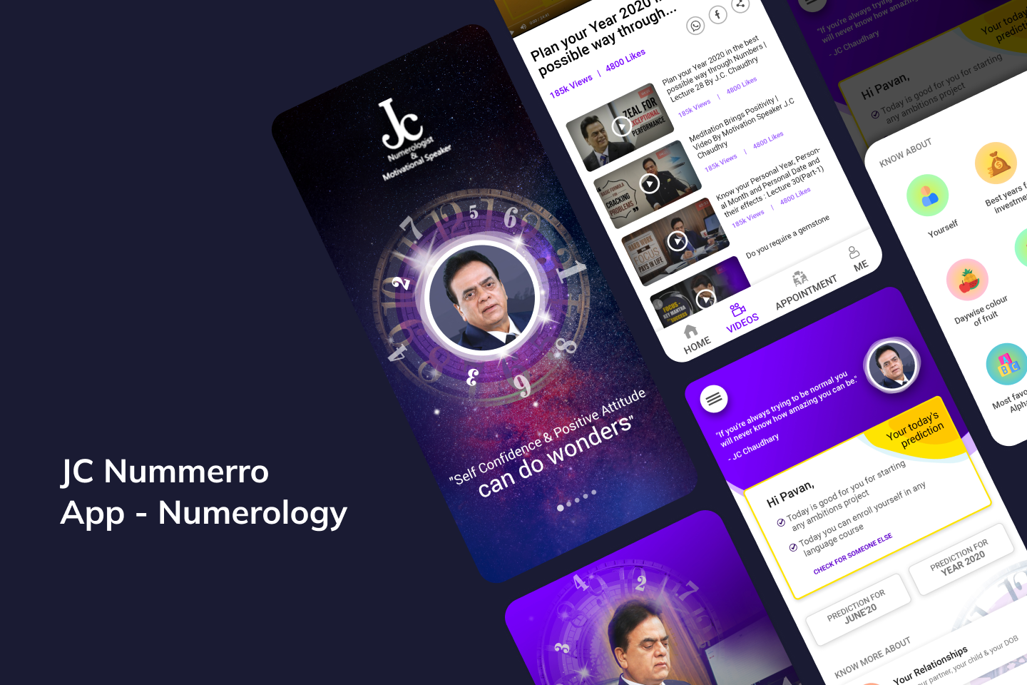 JC Numero mobile app numerology ui ux design