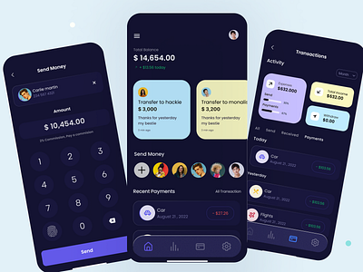 Money transfer app crypto designinspirations digitalbanking figma finance app money transfer apps online banking app online payments product design send money transactions ui ux wallet app