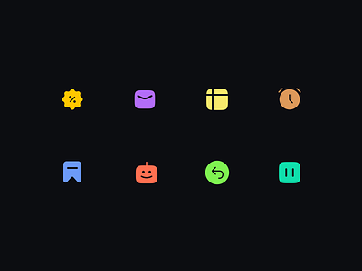 UI Icons Exploration - Fill style 03. bookmark icon bot icon clock icon discount icon filled icon icon pack icon set icons robot icon sales icon ui
