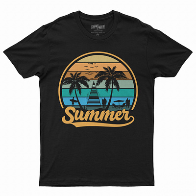 Summer T-Shirt Design beach t shirt beach t shirt custom t shirt design graphic design illustration logo summer summer t shirt design surfing surfing t shirt