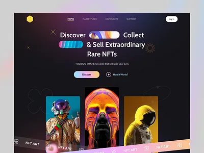 NFT Website UI art branding design graphic design illustration landingpage logo nft trendy ui uiux uniq ux vector webdesign website