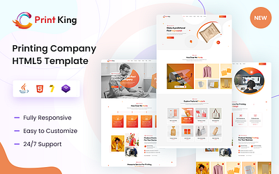 Print-King Printing Company & Design Services HTML5 Template 3d animation branding design graphic design illustration logo motion graphics ui vector