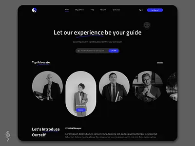 Lawyers Website about us advocate blue card consultancy consultant defender design desktop header input law lawyer minimal profile request ui ux website