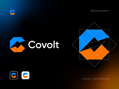 Covolt, logo design battery branding c c letter custom logo electrical energy flash icon lighting logo design mark power power icon solar spark symbol top ui volt