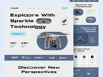 Drone Website Concept branding design drone drone landing page drone website e commerce landing page e commerce website header section landing page landing page design product design sparkle trending design ui ui design uiux user experience design user interface ux ux design