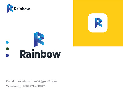 Rainbow R minimal 3d latter abstract logo mark business logo graphic design initial letters logo letter logo logo design logo maker minimalist logo modern logo monogram monogram logo personal logo